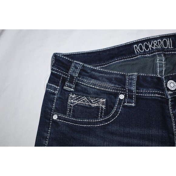 Rock & Roll Cowgirl Ladies Riding Boot Cut Jeans 29x34 Rhinestone Big Stitch - Picture 5 of 14